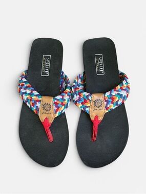 Yellow Box Sporty B “Flappy” Multicolor Braided Sandal Size 7